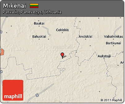 Shaded Relief Map of Mikėnai
