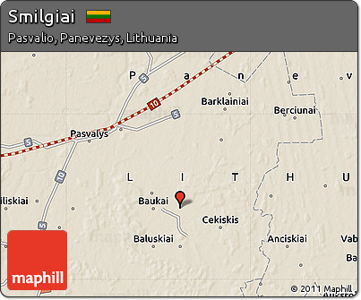 Shaded Relief Map of Smilgiai