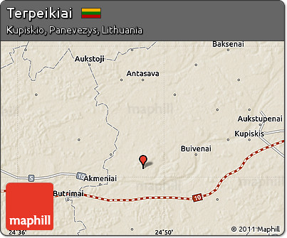 Shaded Relief Map of Terpeikiai