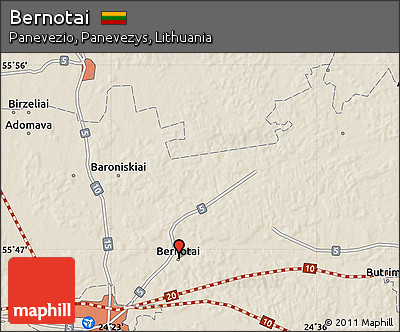 Shaded Relief Map of Bernotai