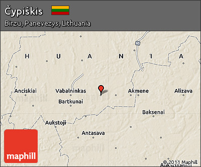 Shaded Relief Map of Čypiškis