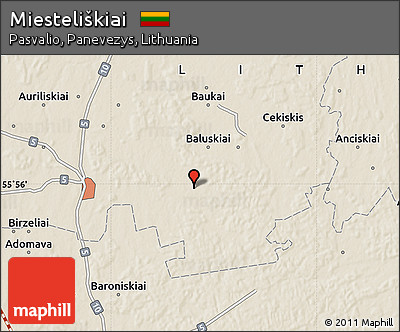 Shaded Relief Map of Miesteliškiai
