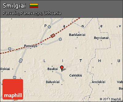 Shaded Relief Map of Smilgiai
