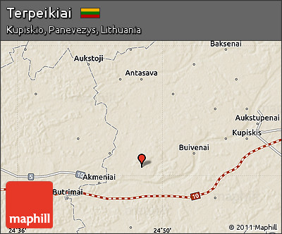Shaded Relief Map of Terpeikiai