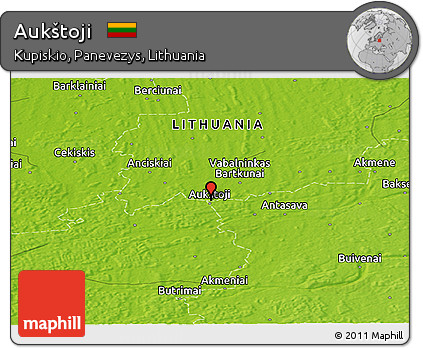 Physical Panoramic Map of Aukštoji
