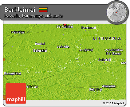 Physical Panoramic Map of Barklainiai