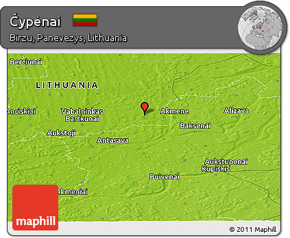 Physical Panoramic Map of Čypėnai