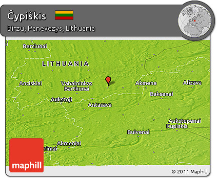Physical Panoramic Map of Čypiškis
