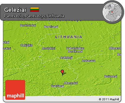 Physical Panoramic Map of Geležiai