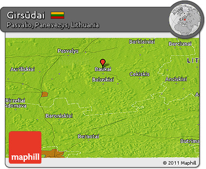 Physical Panoramic Map of Girsūdai