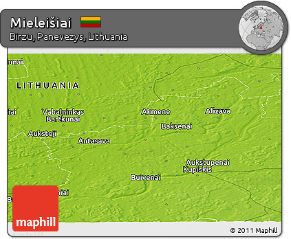 Physical Panoramic Map of Mieleišiai