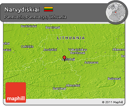 Physical Panoramic Map of Narvydiškiai