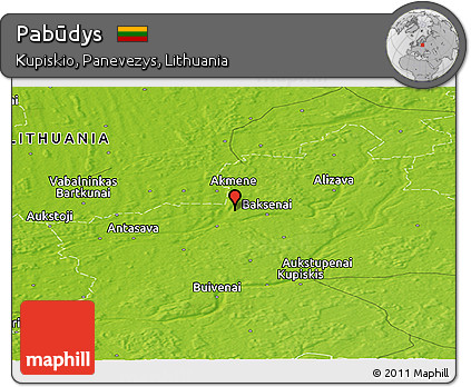 Physical Panoramic Map of Pabūdys