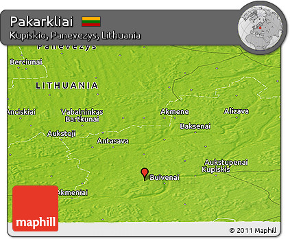 Physical Panoramic Map of Pakarkliai