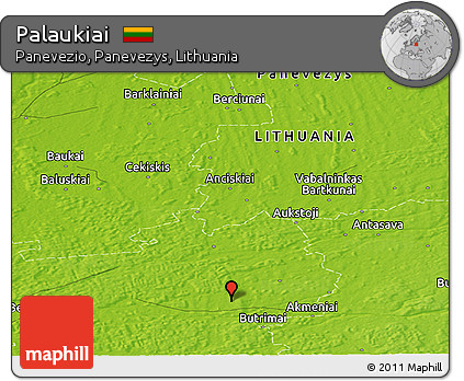 Physical Panoramic Map of Palaukiai