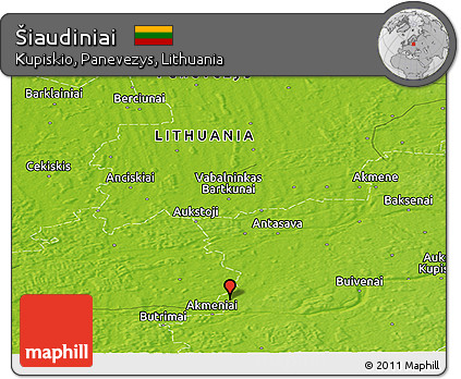 Physical Panoramic Map of Šiaudiniai