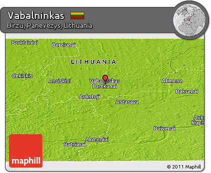 Physical Panoramic Map of Vabalninkas