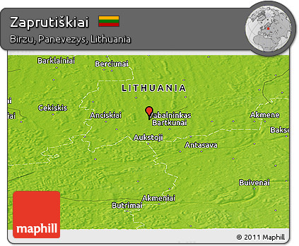 Physical Panoramic Map of Zaprutiškiai