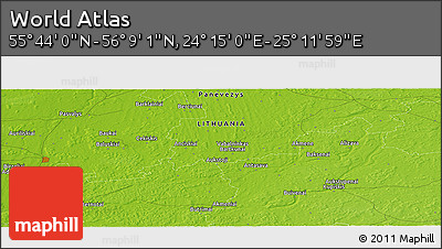 Physical Panoramic Map of the Area around 55° 56' 31" N, 24° 43' 30" E