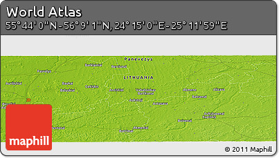 Physical Panoramic Map of the Area around 55° 56' 31" N, 24° 43' 30" E