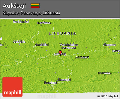 Physical Panoramic Map of Aukštoji