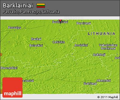 Physical Panoramic Map of Barklainiai