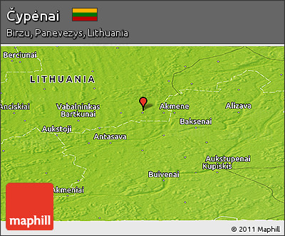 Physical Panoramic Map of Čypėnai
