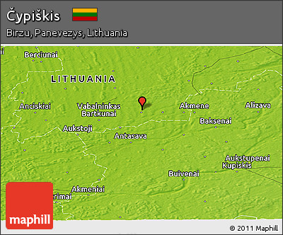 Physical Panoramic Map of Čypiškis