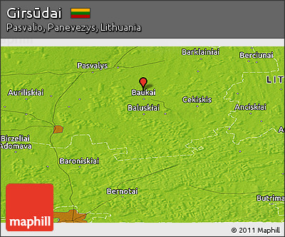 Physical Panoramic Map of Girsūdai