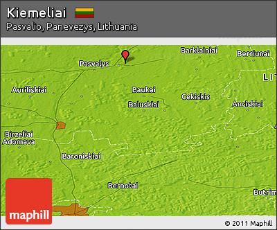 Physical Panoramic Map of Kiemeliai