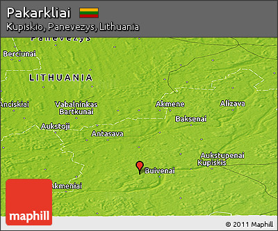 Physical Panoramic Map of Pakarkliai