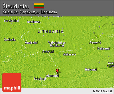 Physical Panoramic Map of Šiaudiniai