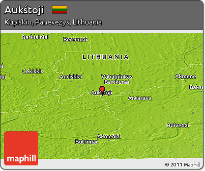 Physical Panoramic Map of Aukštoji