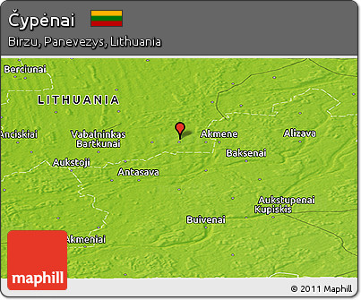Physical Panoramic Map of Čypėnai
