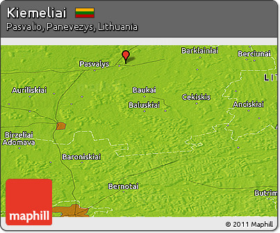 Physical Panoramic Map of Kiemeliai