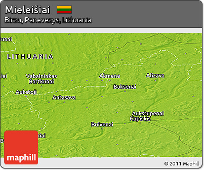 Physical Panoramic Map of Mieleišiai