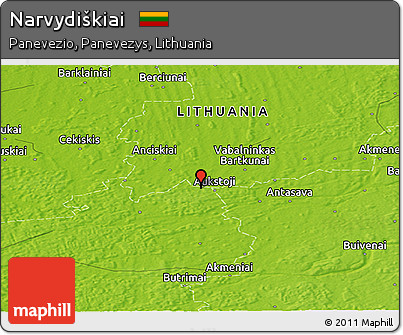 Physical Panoramic Map of Narvydiškiai