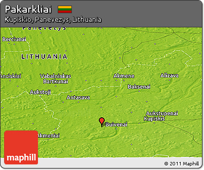 Physical Panoramic Map of Pakarkliai