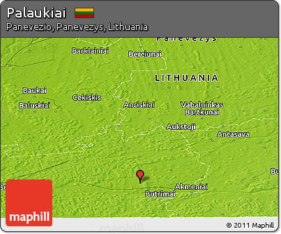 Physical Panoramic Map of Palaukiai