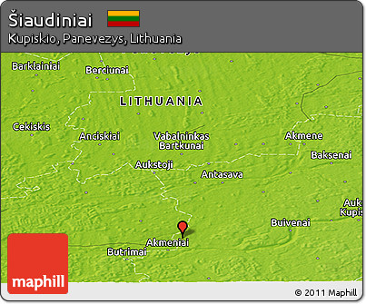 Physical Panoramic Map of Šiaudiniai