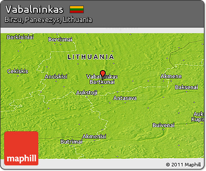 Physical Panoramic Map of Vabalninkas