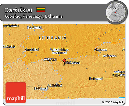 Political Panoramic Map of Daršiškiai