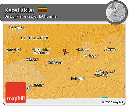 Political Panoramic Map of Kateliškiai