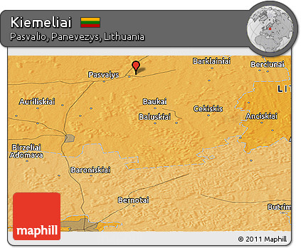 Political Panoramic Map of Kiemeliai