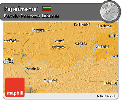 Political Panoramic Map of Pajiešmeniai