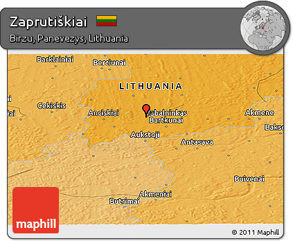 Political Panoramic Map of Zaprutiškiai