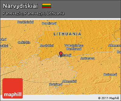 Political Panoramic Map of Narvydiškiai
