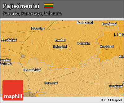 Political Panoramic Map of Pajiešmeniai