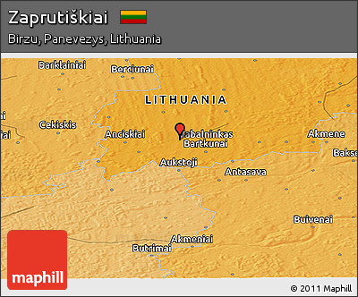 Political Panoramic Map of Zaprutiškiai