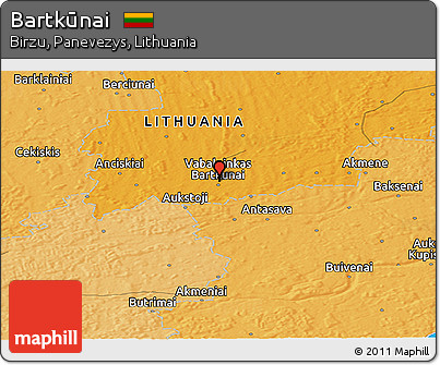 Political Panoramic Map of Bartkūnai